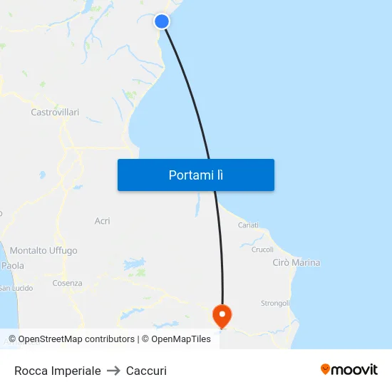 Rocca Imperiale to Caccuri map