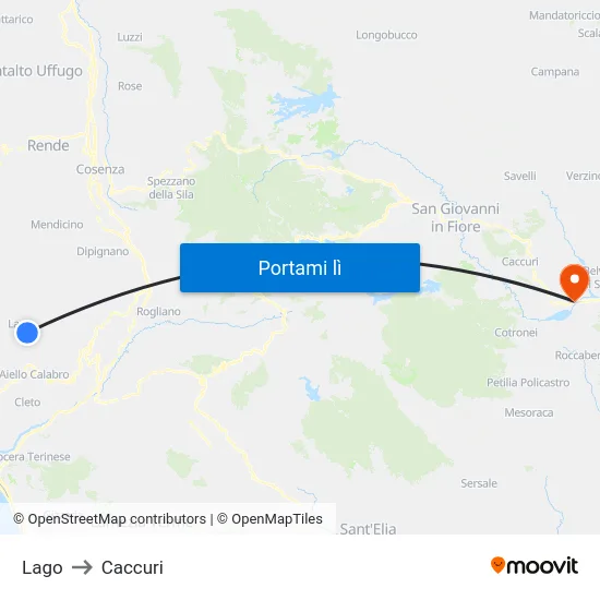 Lago to Caccuri map
