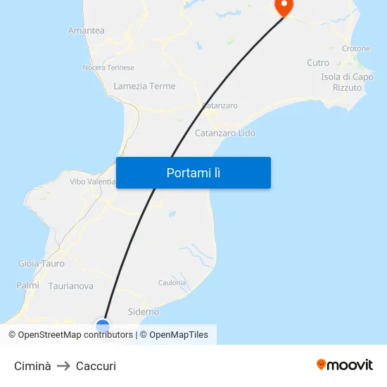 Ciminà to Caccuri map