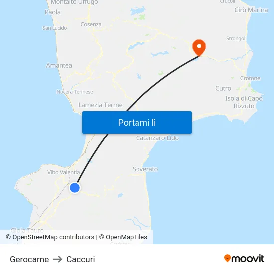 Gerocarne to Caccuri map