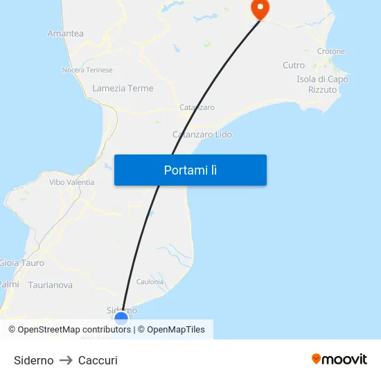 Siderno to Caccuri map