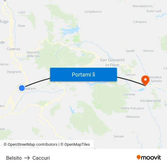 Belsito to Caccuri map