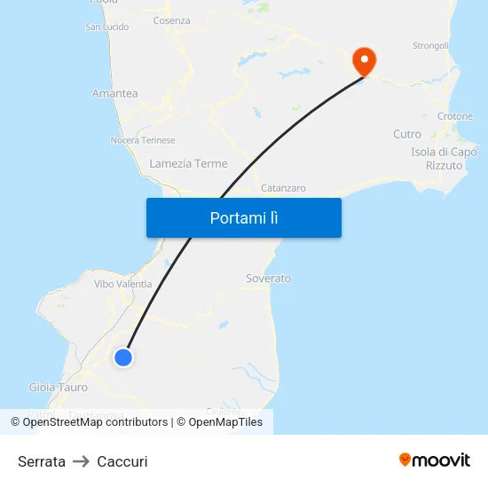 Serrata to Caccuri map