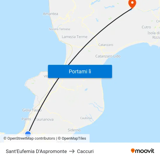 Sant'Eufemia D'Aspromonte to Caccuri map