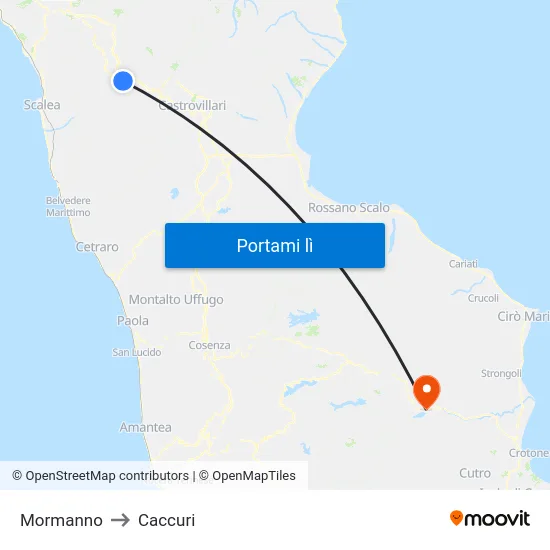 Mormanno to Caccuri map