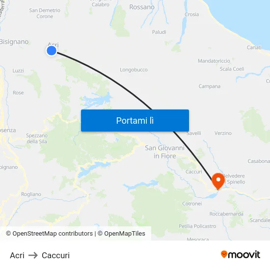 Acri to Caccuri map