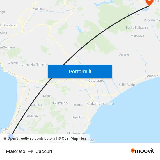 Maierato to Caccuri map