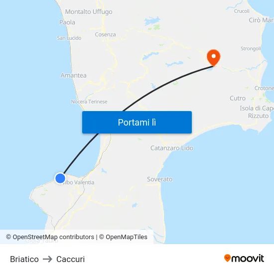 Briatico to Caccuri map