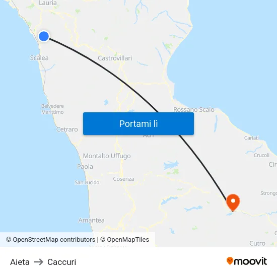 Aieta to Caccuri map