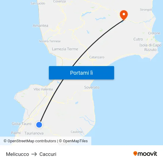 Melicucco to Caccuri map