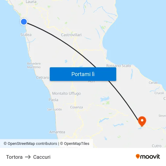 Tortora to Caccuri map