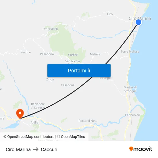 Cirò Marina to Caccuri map