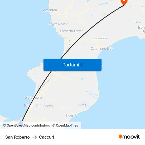 San Roberto to Caccuri map