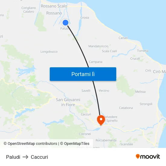 Paludi to Caccuri map