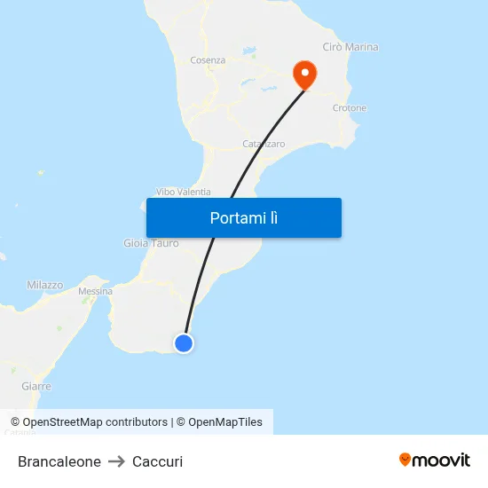 Brancaleone to Caccuri map