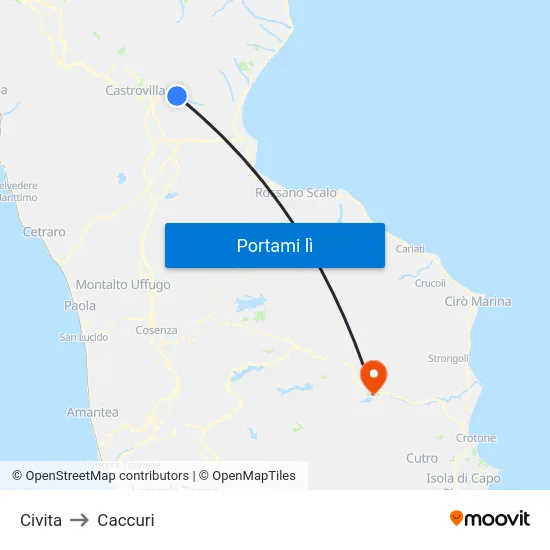Civita to Caccuri map