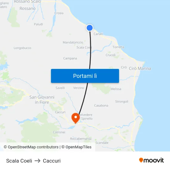 Scala Coeli to Caccuri map