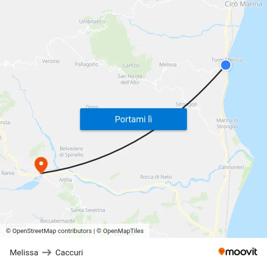 Melissa to Caccuri map