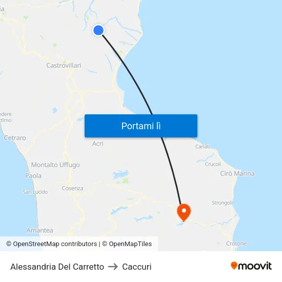 Alessandria Del Carretto to Caccuri map