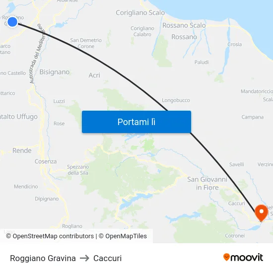 Roggiano Gravina to Caccuri map