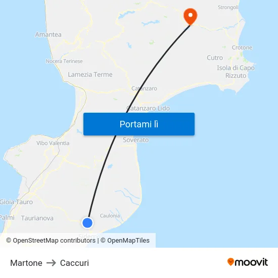 Martone to Caccuri map