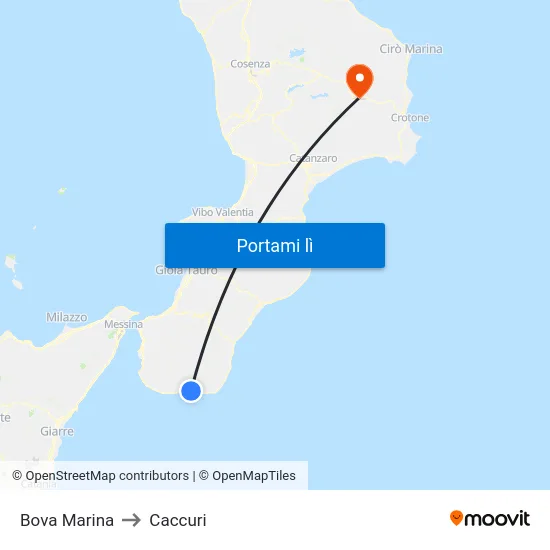 Bova Marina to Caccuri map