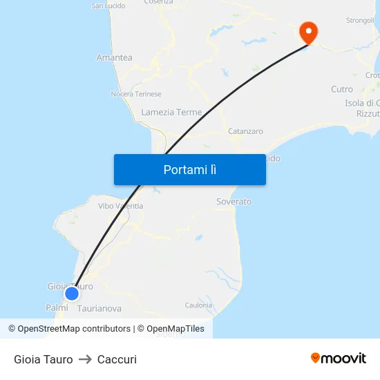 Gioia Tauro to Caccuri map