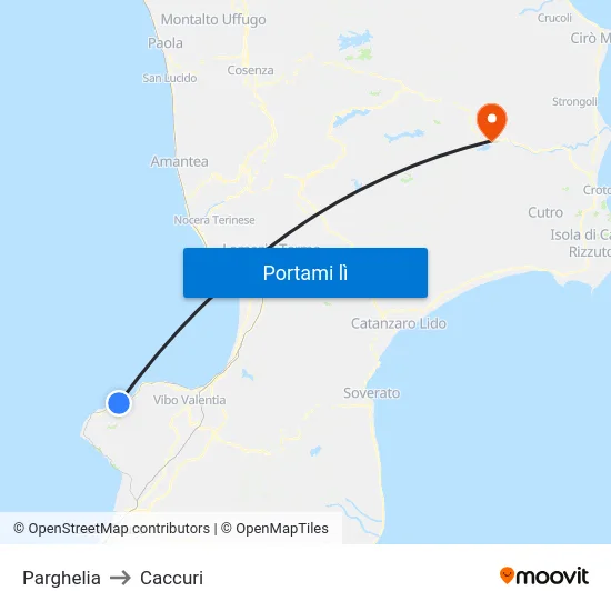 Parghelia to Caccuri map
