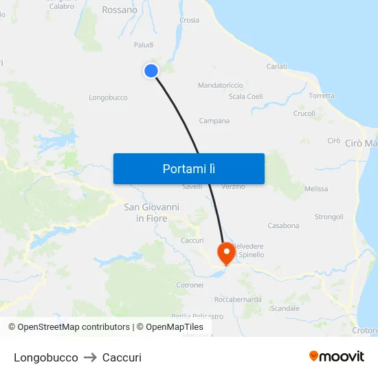 Longobucco to Caccuri map
