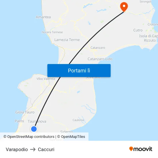 Varapodio to Caccuri map