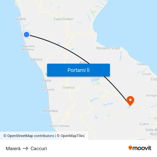 Maierà to Caccuri map