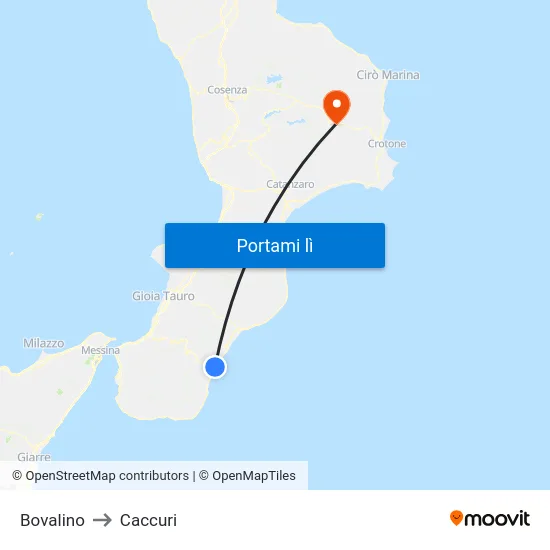 Bovalino to Caccuri map