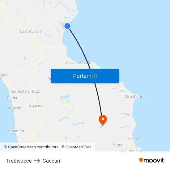 Trebisacce to Caccuri map