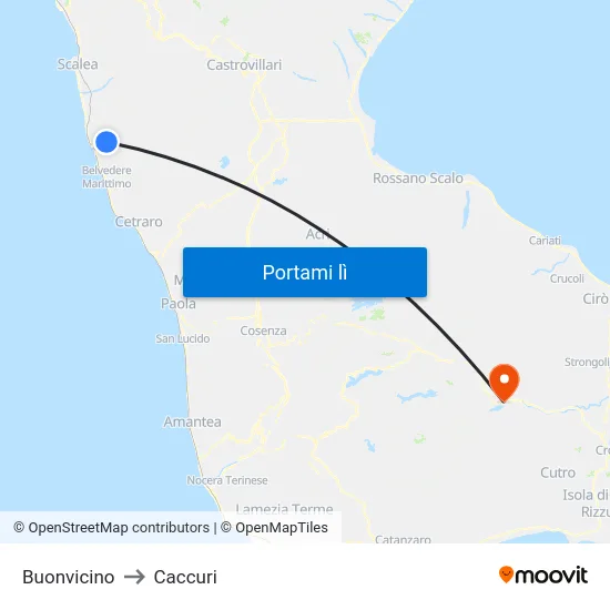 Buonvicino to Caccuri map