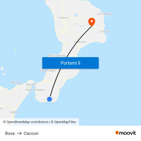 Bova to Caccuri map