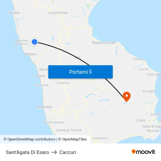 Sant'Agata Di Esaro to Caccuri map