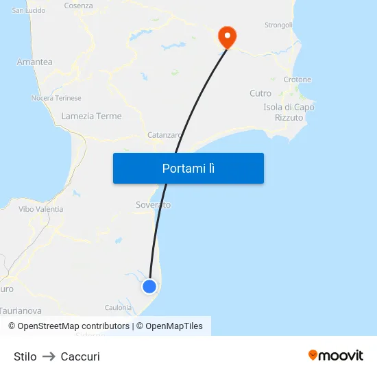 Stilo to Caccuri map