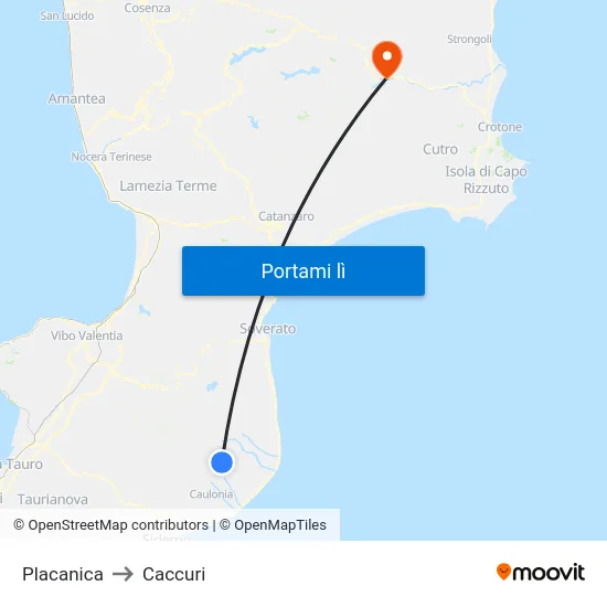 Placanica to Caccuri map