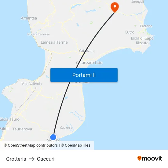 Grotteria to Caccuri map