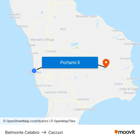 Belmonte Calabro to Caccuri map