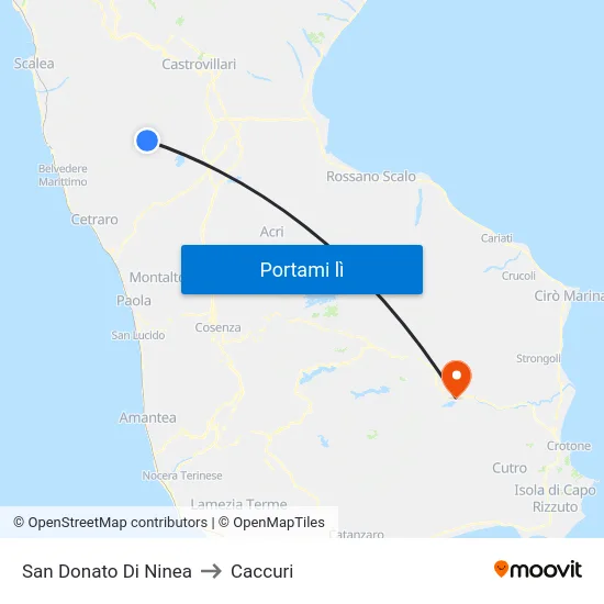 San Donato Di Ninea to Caccuri map