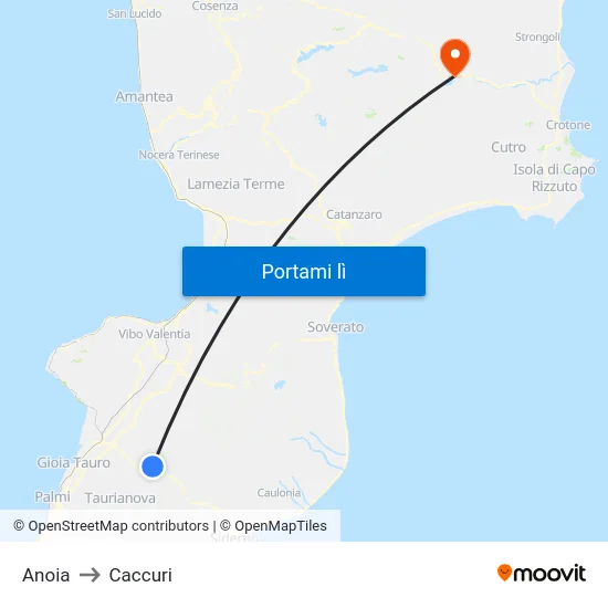 Anoia to Caccuri map