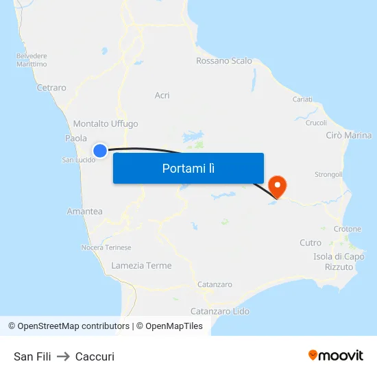 San Fili to Caccuri map