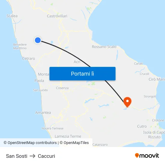 San Sosti to Caccuri map