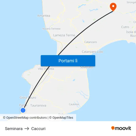 Seminara to Caccuri map