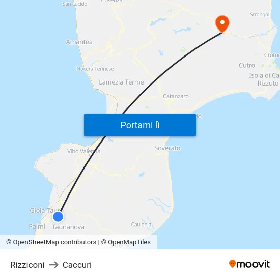 Rizziconi to Caccuri map
