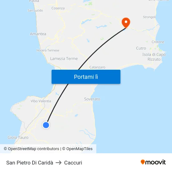 San Pietro Di Caridà to Caccuri map