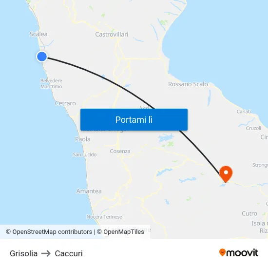 Grisolia to Caccuri map