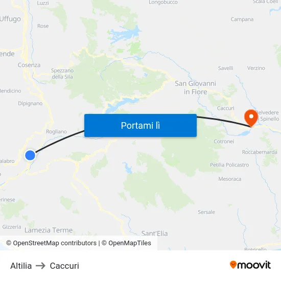 Altilia to Caccuri map