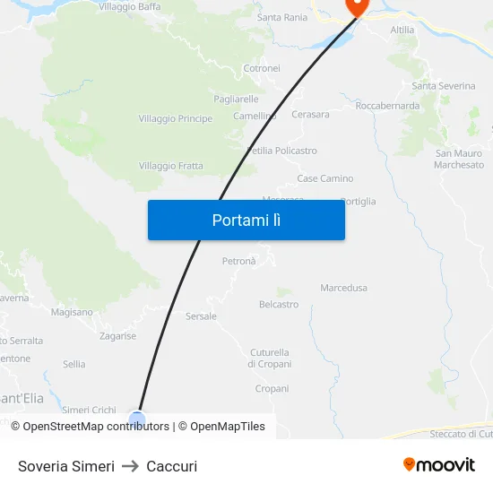 Soveria Simeri to Caccuri map